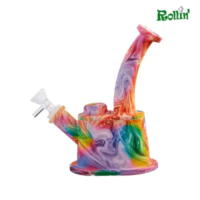 SB 7.5 inch squre shape mix color print Silicone water pipe