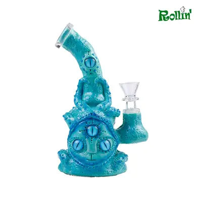 GB 7.5 inch Glow in the dark Cat glass water pipe
