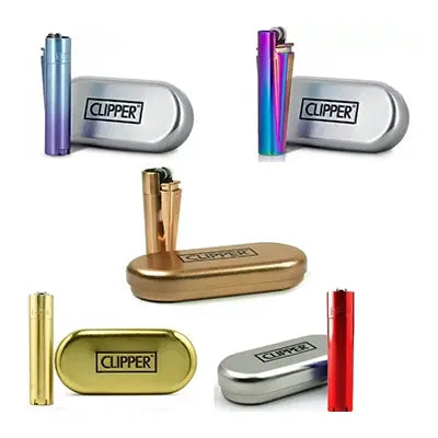 Metal Clipper Lighters With Gift Case Tin Genuine Official Random Color