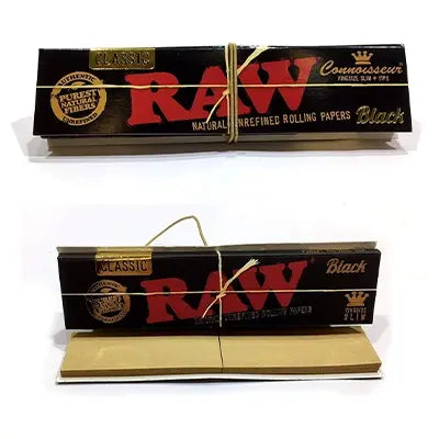 Raw Black Classic Connoisseur King Size Slim Rolling Papers & Tips