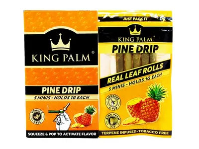 King Plam Pre Rolled Blunt Pine Drip Flavour - 5 Mini Rolls Per Pack