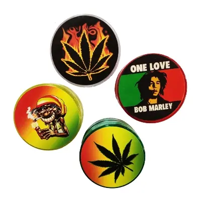 rollinbd.com-Product-Collection-Bob Marley Acrylic Grinder 4 Part Magnetic- Random Print